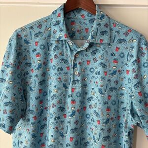 Southern Tide Beach  Go With The Float Print Men's Performance Stretch Polo Sz L